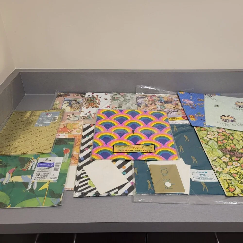 VTG Lot of Wrap Paper Current Hallmark American Greetings Flat Sheet Wrap Paper